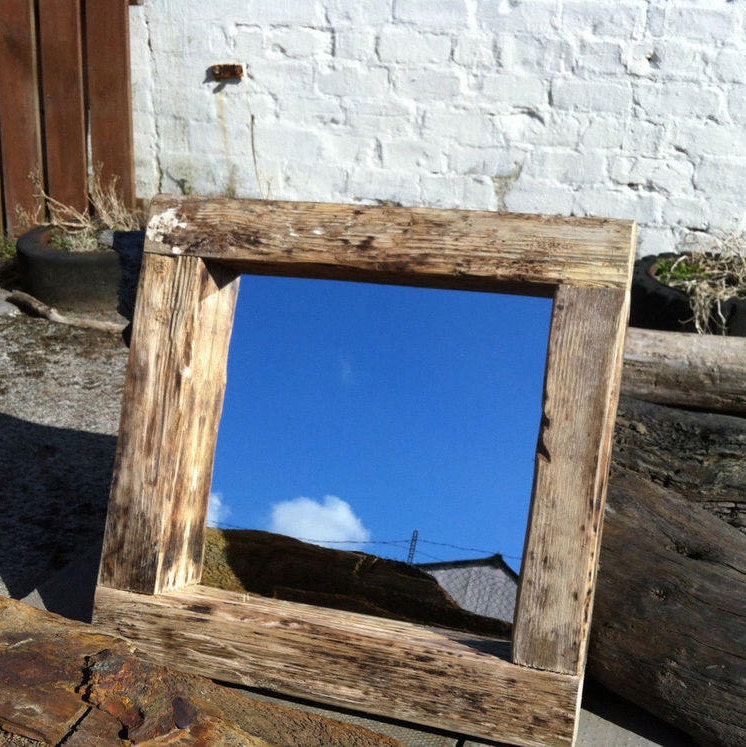 Square farmhouse driftwood mirror