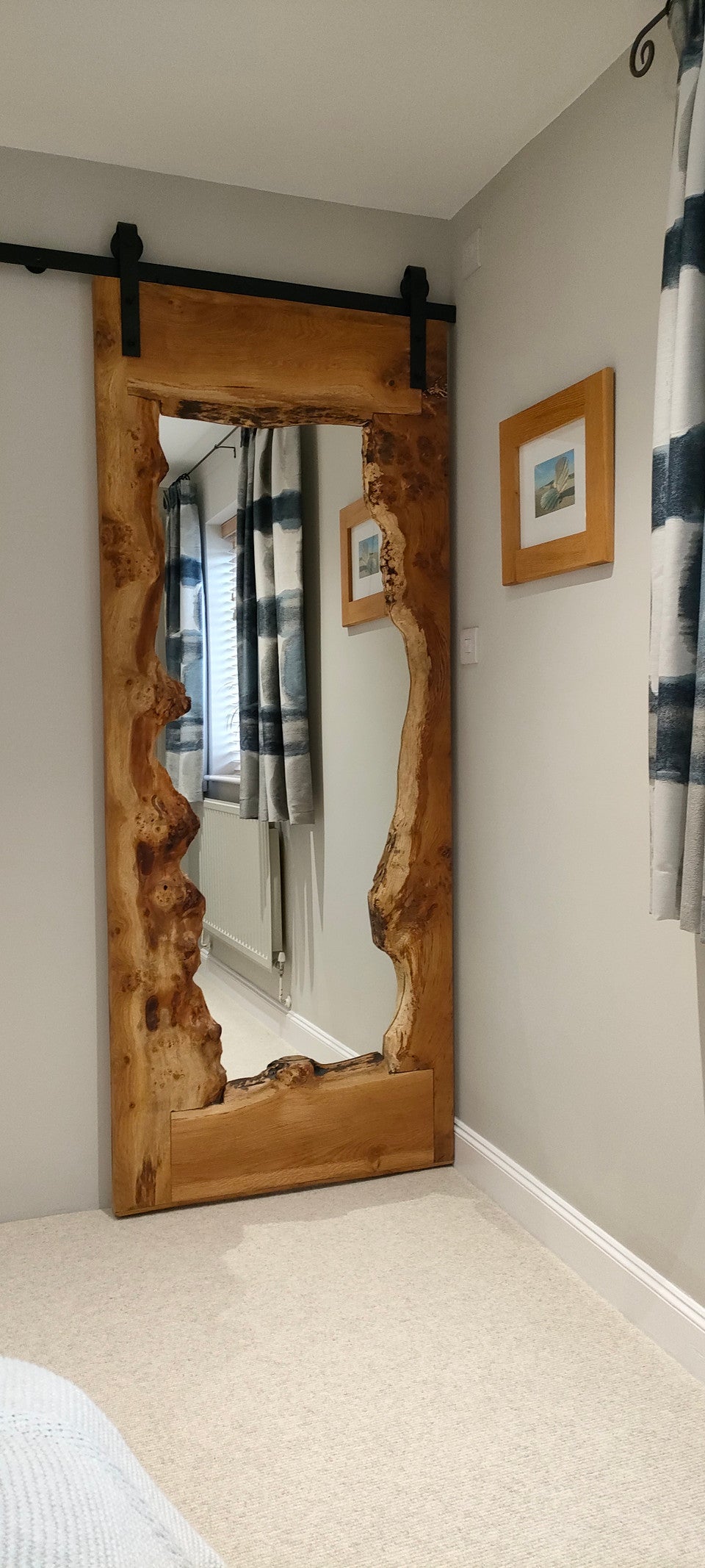 Waney Oak sliding mirrored door