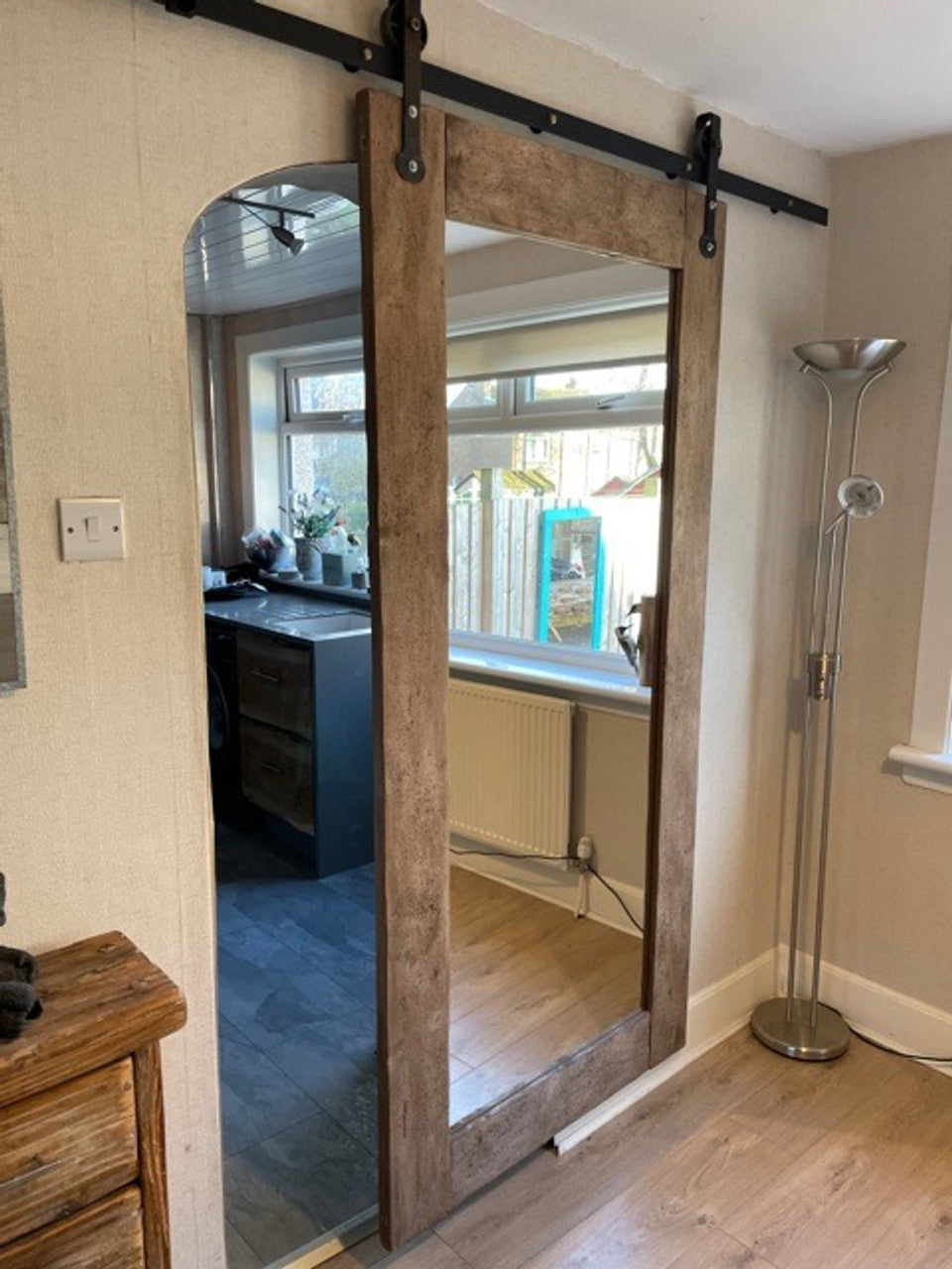 Iona Driftwood Style Rustic Sliding mirrored door