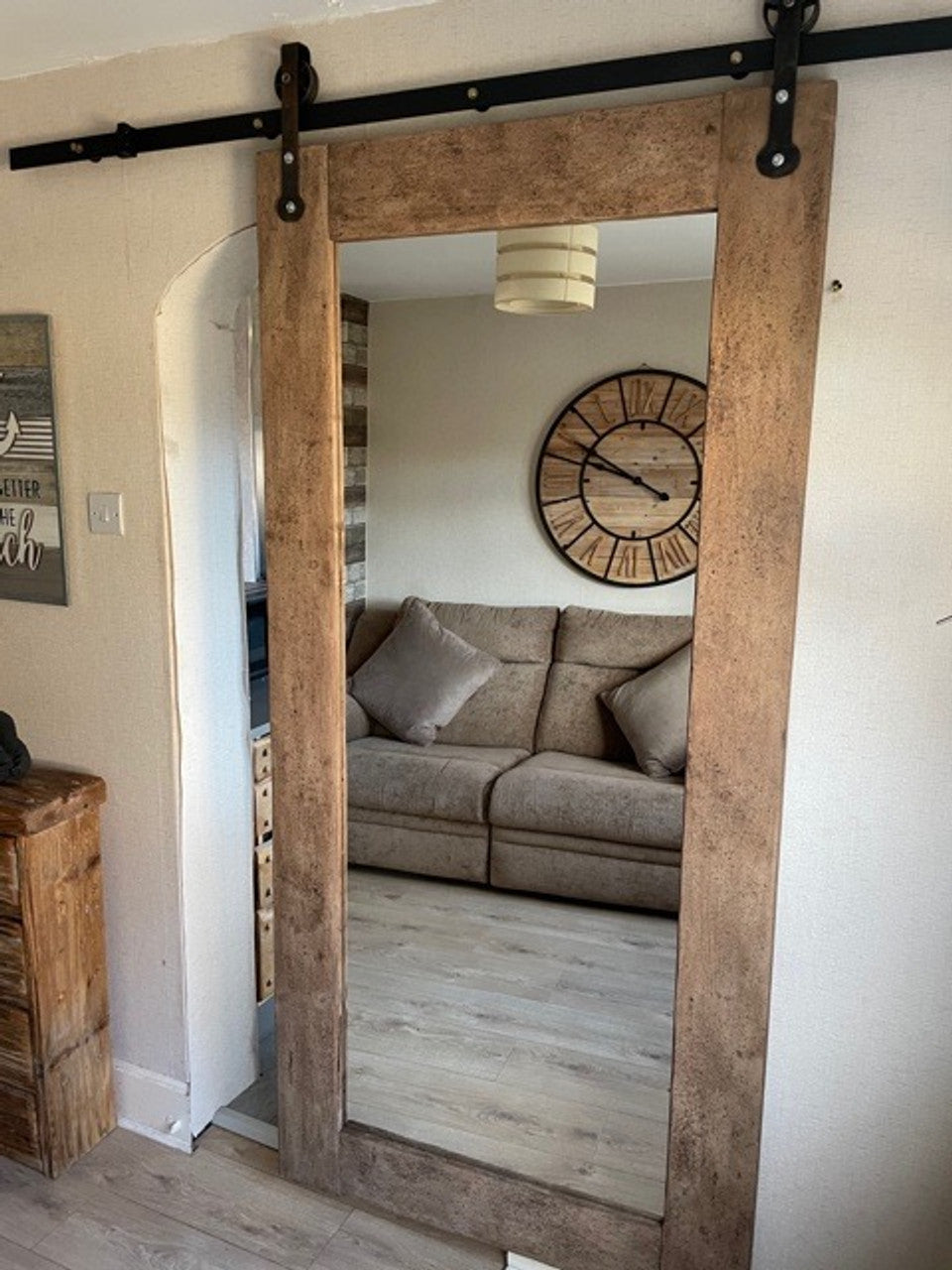 Iona Driftwood Style Rustic Sliding mirrored door