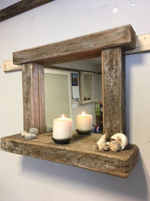 Driftwood Mirror with Shelf