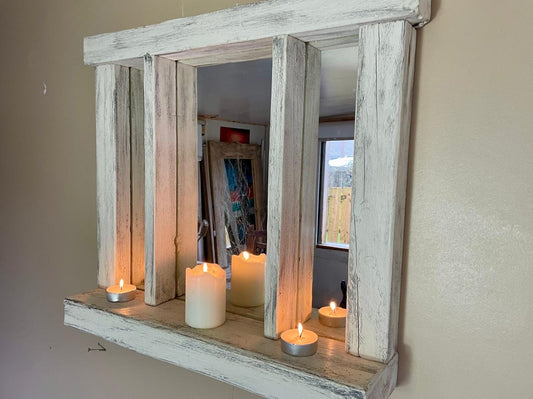 Jura Whitewash rustic Driftwood Mirror