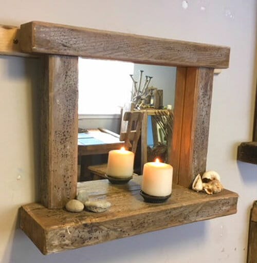 Driftwood Mirror with Shelf